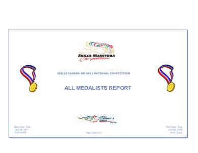 SKILLS CANADA MB-2011 NATIONAL COMPETITION  ALL MEDALISTS REPORT Data Date, Time June 06, 2011