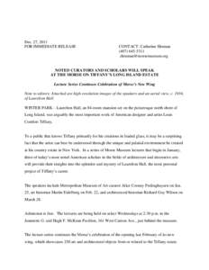 Dec. 27, 2011 FOR IMMEDIATE RELEASE CONTACT: Catherine Hinman[removed]removed]