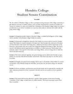 Hendrix College Student Senate Constitution Preamble