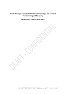 Nanotechnologies, Advanced Materials, Biotechnology, and Advanced Manufacturing and Processing DRAFT WORK PROGRAMMEPart 5.ii (PC NMBP Draft WPV2.1_forcomments) | P a g e