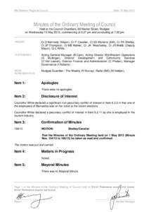 Mid-Western Regional Council  Date: 15 May 2013 Minutes of the Ordinary Meeting of Council Held at the Council Chambers, 86 Market Street, Mudgee