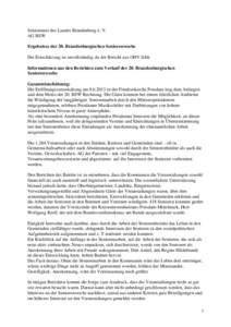 Seniorenrat des Landes Brandenburg e. V. AG BSW Ergebnisse der 20. Brandenburgischen Seniorenwoche Die Einschätzung ist unvollständig, da der Bericht aus OHV fehlt. Informationen aus den Berichten zum Verlauf der 20. B