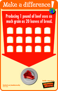 Make a difference Producing 1 pound of beef uses as much grain as 20 loaves of bread. Another reason to go facebook.com/meatlessmonday