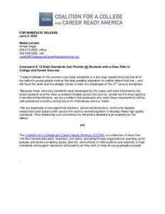 FOR IMMEDIATE RELEASE June 2, 2010 Media contact Aimee Segal[removed], office[removed], cell