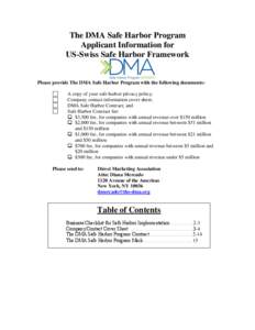 Safe harbor / Direct Marketing Association / Database Marketing Agency / Privacy policy / Information privacy / Business / Computing / Electronics / Direct marketing / Privacy / Broadcasting