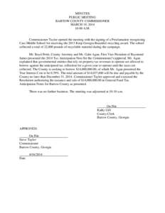 MINUTES PUBLIC MEETING BARTOW COUNTY COMMISSIONER MARCH 19, [removed]:00 A.M.