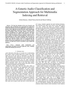 T-SAR1 A Generic Audio Classification and Segmentation Approach for Multimedia Indexing and Retrieval  1 A Generic Audio Classification and Segmentation Approach for Multimedia