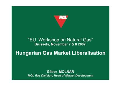 “EU Workshop on Natural Gas” Brussels, November 7 &[removed]Gábor MOLNÁR MOL Gas Division, Head of Market Development