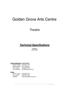 Golden Grove Arts Centre Theatre Technical Specifications Updated