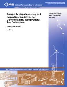 Energy Savings Modeling and Inspection Guidelines for Commercial Building Federal Tax Deductions, Second Edition