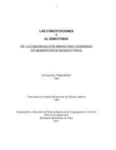 1  LAS CONSTITUCIONES Y EL DIRECTORIO DE LA CONGREGACIÓN AMERICANO-CASINENSE