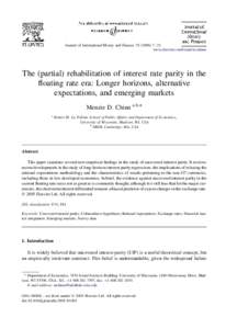Journal of International Money and Finance[removed]7e21 www.elsevier.com/locate/econbase The (partial) rehabilitation of interest rate parity in the floating rate era: Longer horizons, alternative expectations, and eme