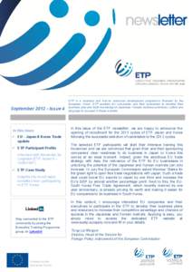 September[removed]Issue 4  In this issue  EU - Japan & Korea Trade update  ETP Participant Profile