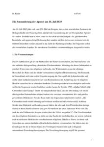 R. Kiefer[removed]Die Aussonderung der Apostel am 14. Juli 1835 Am 14. Juli 2005 jährt sich zum 170. Mal ein Ereignis, das zu den wesentlichen Stationen der