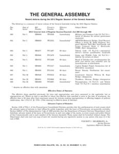 7223  THE GENERAL ASSEMBLY Recent Actions during the 2013 Regular Session of the General Assembly The following is a summary of recent actions of the General Assembly during the 2013 Regular Session Doc.