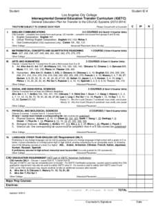 Student  Student ID # Los Angeles City College Intersegmental General Education Transfer Curriculum (IGETC)