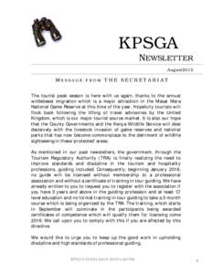 KPSGA NEWSLETTER August2015 MESSAGE