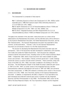 1.0. BACKGROUND AND SUMMARY - Part I, Volume 2 of Exposure and Human Health Reassessment of 2,3,7,8-Tetrachlorodibenzo-p-Dioxin (TCDD) and Related Compounds