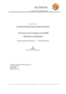 AO-ZHONG INTERNATIONAL MINERAL RESOURCES A n n u a l Re p o rt  A O - Z HO NG INT E RNAT I O NA L MI NE RA L RESO URCE S