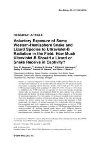 Zoo Biology 29 : 317–RESEARCH ARTICLE Voluntary Exposure of Some Western-Hemisphere Snake and