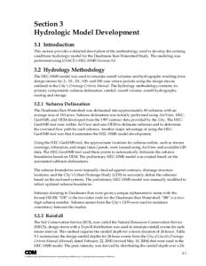 Section 3 Hydrologic Model Development 3.1 Introduction This section provides a detailed description of the methodology used to develop the existing conditions hydrologic model for the Deadmans Run Watershed Study. The m