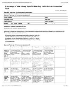 The College of New Jersey: Spanish Teaching Performance Assessment Form
