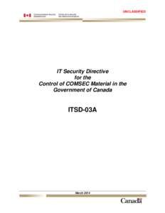 IT Security Directive for the Control of COMSEC Material in the Government of Canada
