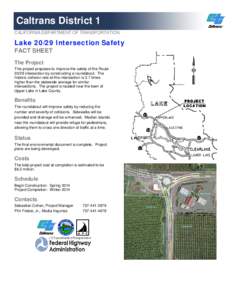Caltrans District 1 CALIFORNIA DEPARTMENT OF TRANSPORTATION Lake[removed]Intersection Safety FACT SHEET The Project
