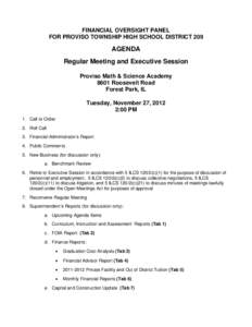 Proviso Township High School District 209 Financial Oversight Panel Meeting Agenda - November 27, 2012