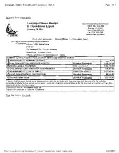 Page 1 of 1  Campaign Finance Receipts and Expenditures Report Print this form or Go Back