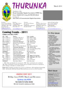 THURUNKA  March 2011 Newsletter of the: