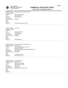 13-Feb-14 STATE OF MINNESOTA DEPARTMENT OF TRANSPORTATION OFFICE OF AERONAUTICS  COMMERCIAL OPERATORS LISTING