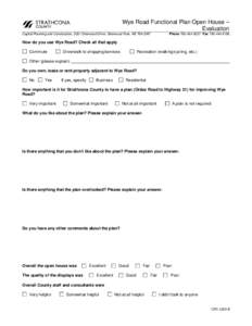 CPC 4205 Wye Road Functional Plan Open House - Evaluation