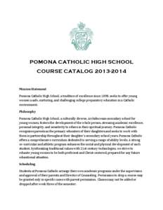 POMONA CATHOLIC HIGH SCHOOL COURSE CATALOG[removed]