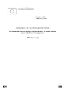 EUROPEAN COMMISSION  Brussels, [removed]COM[removed]final  REPORT FROM THE COMMISSION TO THE COUNCIL