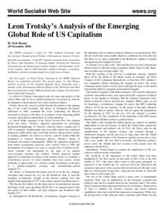 World Socialist Web Site  wsws.org Leon Trotsky’s Analysis of the Emerging Global Role of US Capitalism