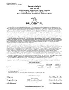 Prospectus Supplement (To Prospectus dated July 30, 2004) Prudential plc $300,000,[removed]% Perpetual Subordinated Capital Securities