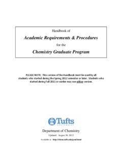 Handbook of  Academic Requirements & Procedures for the  Chemistry Graduate Program