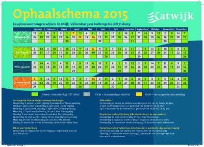 OphaalschemaLaagbouwwoningen wijken Katwijk, Valkenburg en buitengebied Rijnsburg Januari  Februari