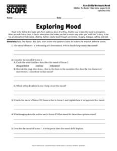 Core Skills Workout: Mood  Drama: The Rocket’s Red Glare, pages[removed]September 2014 ®