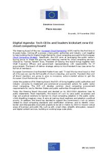 EUROPEAN COMMISSION  PRESS RELEASE Brussels, 19 November[removed]Digital Agenda: Tech CEOs and leaders kickstart new EU