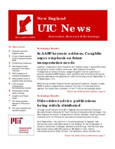 New England  UTC News December[removed]IN THIS ISSUE