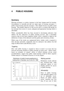 Chapter 4: Public housing - Report on Government Services 1995