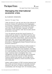 Managing the international economic crisis | The Japan Times Online:02 HOME The Japan Times Printer Friendly Articles