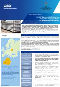 KPMG CORPORATE FINANCE  OJSC “Baranovichi Reinforced Concrete Products Plant” An Investment Opportunity PILOT PRIVATISATION PROJECT