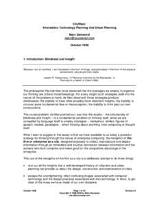 CityWare: Information Technology Planning And Urban Planning Marc Demarest [removed] October 1998