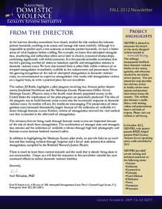 FALL 2012 Newsletter  Project highlights  FROM THE DIRECTOR