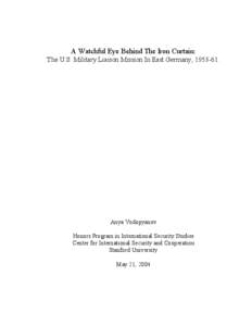 Military / Cold War / International relations / Humanities / Soviet Union–United States relations / Military liaison missions / BRIXMIS / Iron Curtain / Central Intelligence Agency / Foreign relations of the Soviet Union / East Germany / Espionage