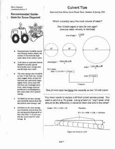 Snow Disposal... continueedfrom p. 8 Recommended Guidelines for Snow Disposal  Culvert Tips