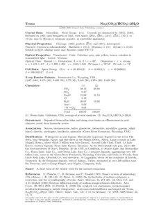 Crystallography / Trona / Natron / Shortite / Searles Lake / Mirabilite / Thermonatrite / Sodium carbonate / Northupite / Chemistry / Carbonate minerals / Matter